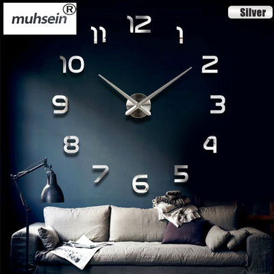 muhsein new clock watch Wall Clock diy wall clocks Acrylic mirror  Home Decoration Living Room Quartz Needle Free Shipping