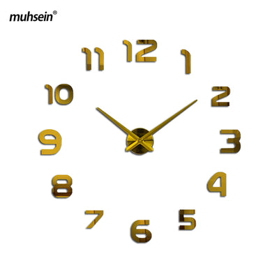 muhsein new clock watch Wall Clock diy wall clocks Acrylic mirror  Home Decoration Living Room Quartz Needle Free Shipping