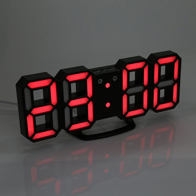 3D LED Digital Wall Clocks 24 / 12 Hours Display 3 Brightness Levels Dimmable Nightlight Snooze Function for Home Kitchen Office
